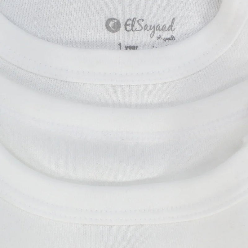 Elsayaad Pack Of 2 - Kids Unisex Plain White Long-Sleeved Underwear Bodysuit - Image 3