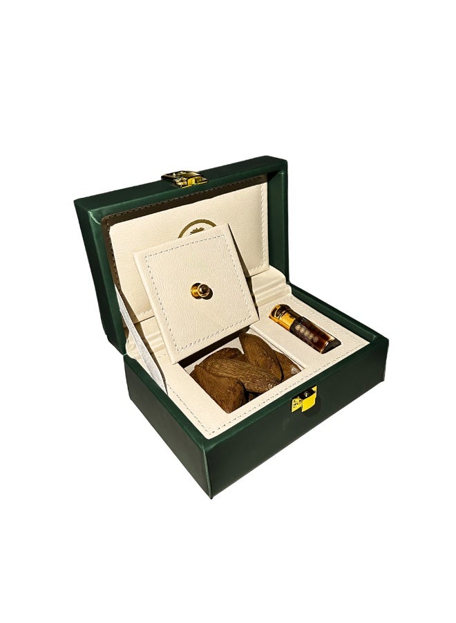 HASD-OUD Gift Box | Al-Diriyah Box | with Saudi Emblem | One Ounce of Maroki Oud + Quarter Tola of Luxury Mukhallat | Gift Bag - Image 2