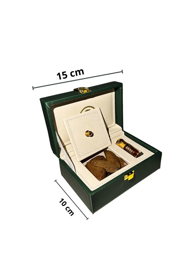 HASD-OUD Gift Box | Al-Diriyah Box | with Saudi Emblem | One Ounce of Maroki Oud + Quarter Tola of Luxury Mukhallat | Gift Bag - Image 3