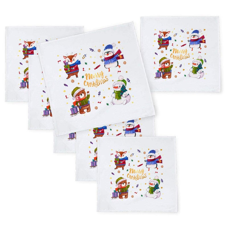 Khakee 6 Pcs Christmas Theme Tafta Silk Table Napkins 10x 10 for Xmas Decoration Christmas OrnamentsChristmas Gift npxmas153P - Image 1