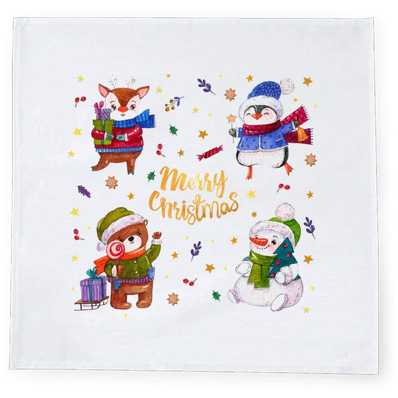 Khakee 6 Pcs Christmas Theme Tafta Silk Table Napkins 10x 10 for Xmas Decoration Christmas OrnamentsChristmas Gift npxmas153P - Image 2