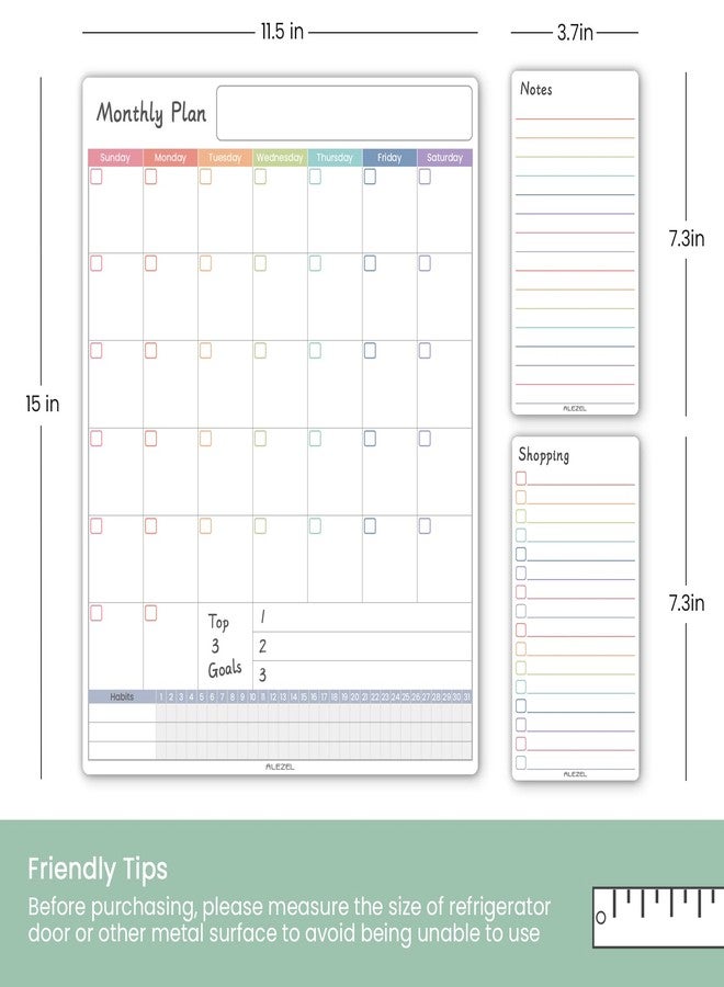 ALEZEL Dry Erase Calendar for Fridge Magnetic, Monthly Fridge Whiteboard Set - Vertical Magnetic Calendar for Refrigerator, Shopping List & to Do List White Board, 3 Markers + Eraser - Image 4