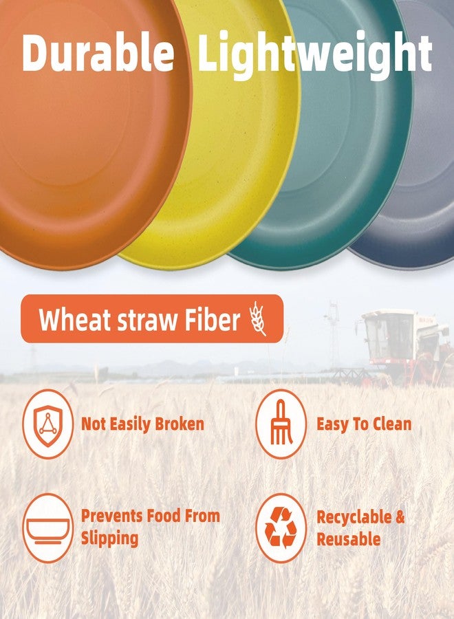 JREEPEE 10 Inch Unbreakable Wheat Straw Plates,Kitchen children's plate set, an ideal alternative to plastic plates, suitable for camping and dinner use,reusable.（4 colors, 4-piece set） - Image 3