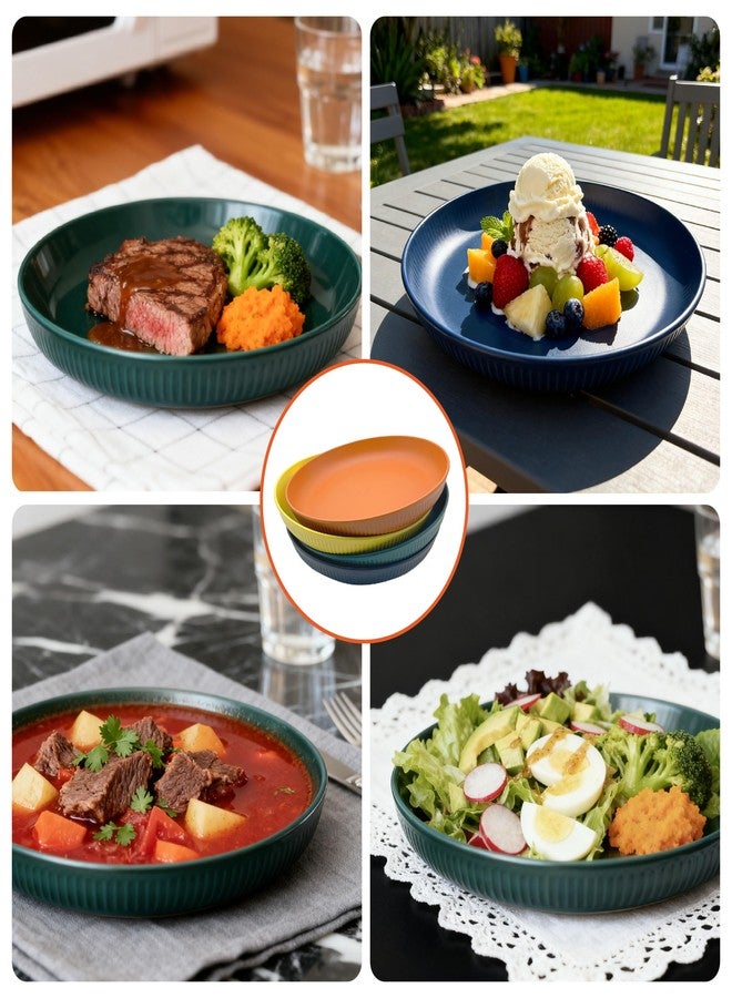 JREEPEE 10 Inch Unbreakable Wheat Straw Plates,Kitchen children's plate set, an ideal alternative to plastic plates, suitable for camping and dinner use,reusable.（4 colors, 4-piece set） - Image 5