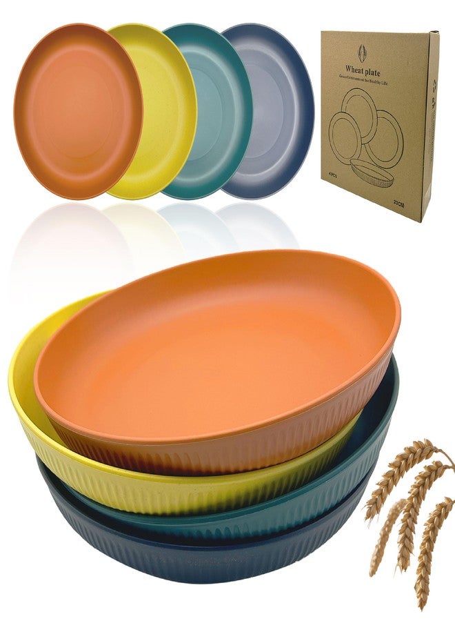 JREEPEE 10 Inch Unbreakable Wheat Straw Plates,Kitchen children's plate set, an ideal alternative to plastic plates, suitable for camping and dinner use,reusable.（4 colors, 4-piece set） - Image 1