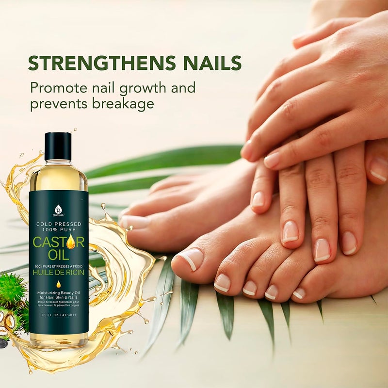 Pursonic Castor Oil (16oz) Cold-Pressed, 100% Pure, Hexane-Free Castor Oil-Moisturizing & Healing, For Dry Skin, Hair Growth - For Skin, Hair Care, Eyelashes - Image 5