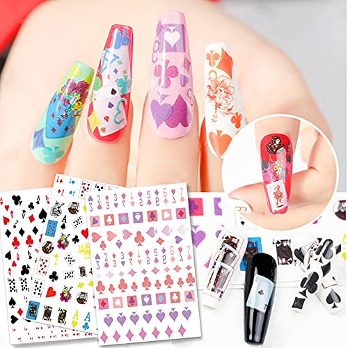 Penugo 10 Sheets SelfAdhesive Poker Nail Art Stickers Playing Card Pattern Nail Decals for Nail Art DIY Design Geometric Numbers Letter Style Manicure Decorations Sticker for WomenGirls - Image 4