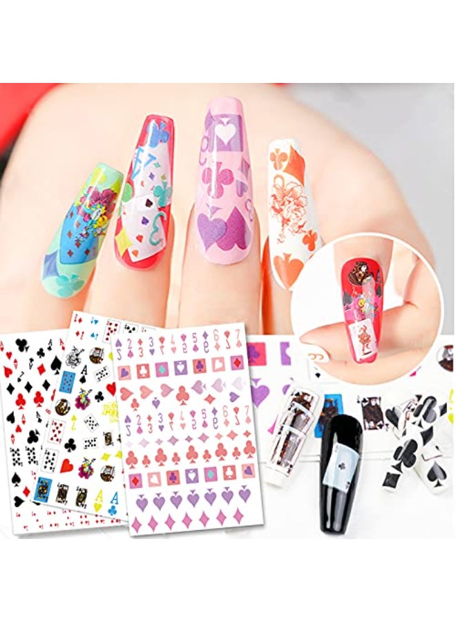 Penugo 10 Sheets SelfAdhesive Poker Nail Art Stickers Playing Card Pattern Nail Decals for Nail Art DIY Design Geometric Numbers Letter Style Manicure Decorations Sticker for WomenGirls - Image 3