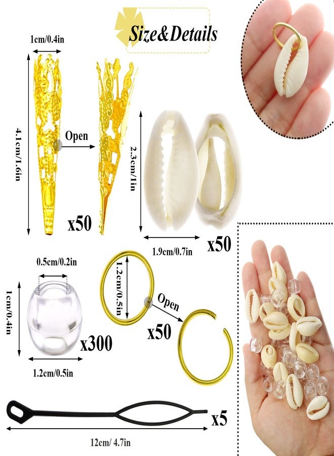 RechicGu 455 Pcs Locs Hair Jewelry Clear Beads Dreadlocks Accessories for Women Cornrow Braids Dreadlock Metal Clips Shell Pendant Charms Hair Decoration (Gold) - Image 5