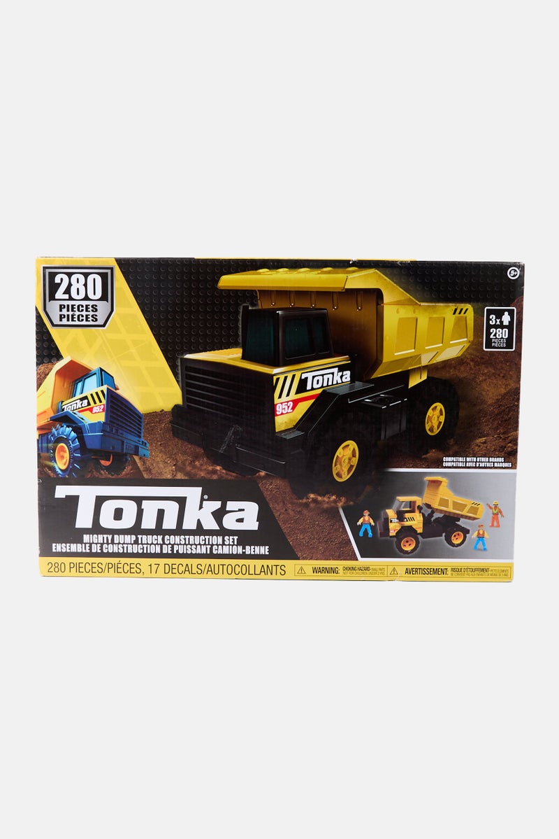 TONKA مجموعة شاحنة تفريغ قوية للبناء 280 قطعة، صفراء - Image 1