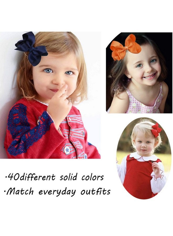 CellElection 40 Colors Hair Bows for Girls 4.5inch Boutique Grosgrain Ribbon Bows Alligator Hair Clips Hair Accessories for Baby Girls Toddlers Kids Children Teens - Image 3