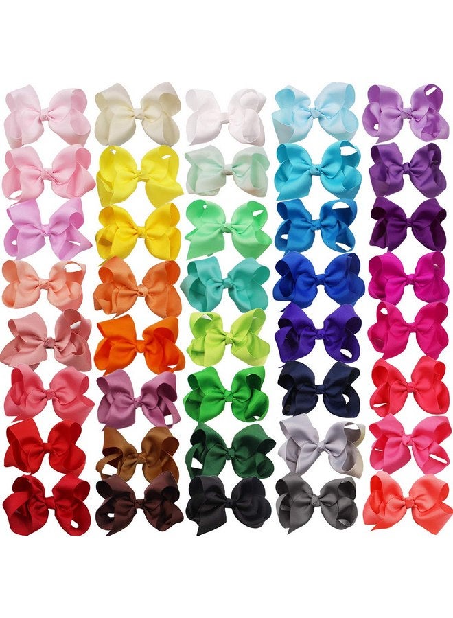 CellElection 40 Colors Hair Bows for Girls 4.5inch Boutique Grosgrain Ribbon Bows Alligator Hair Clips Hair Accessories for Baby Girls Toddlers Kids Children Teens - Image 2