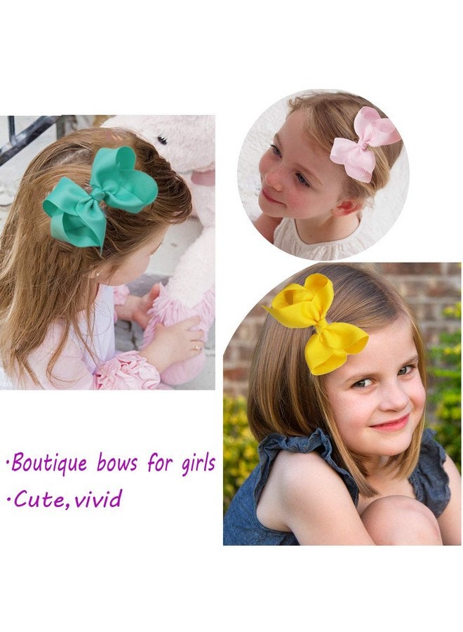 CellElection 40 Colors Hair Bows for Girls 4.5inch Boutique Grosgrain Ribbon Bows Alligator Hair Clips Hair Accessories for Baby Girls Toddlers Kids Children Teens - Image 5