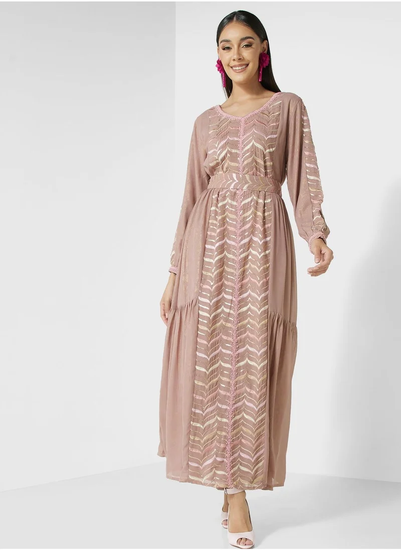 KASHKHA Embroidered  Printed Jalabiya
