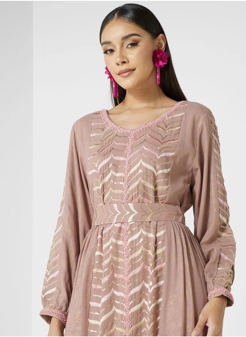 KASHKHA Embroidered  Printed Jalabiya