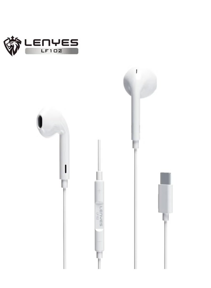 Lenyes LF-102 Type-C Handsfree Earphones – Stereo Sound with Comfortable Fit - Image 1