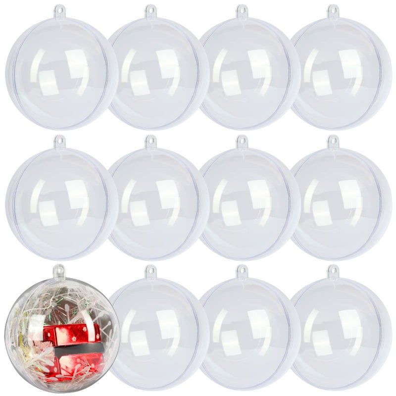 12 Pack Clear Plastic Fillable Ornament Ball 31580mm for ChristmasHoliday WeddingPartyHome Decor