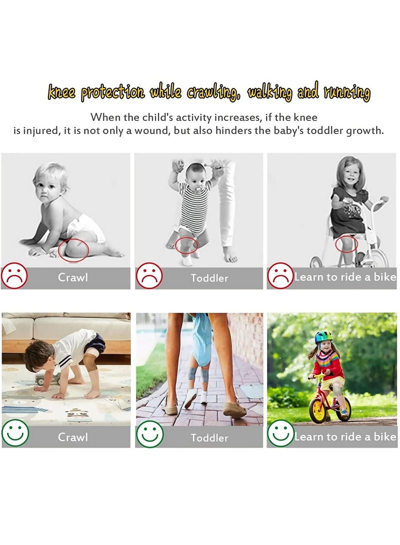 Baby Knee Pads, Anti-slip Foot Socks, Anti-Slip Baby Crawling Knee Pads, Adjustable Elastic Baby Knee Protectors Leg Warmers Elbow Pads with Eco-friendly Rubber for Toddler Infants Kids - Image 4