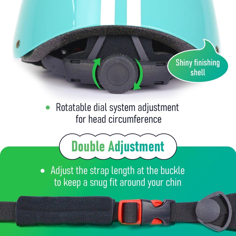 MOUNTALK Kids Bike Helmet Age 3-5/5-8 Years Old,Skateboard/Bicycle/Skating Helmets for Boys and Girls/Shiny Aqua Green,Medium Size for Big Kids/Junior - Image 4
