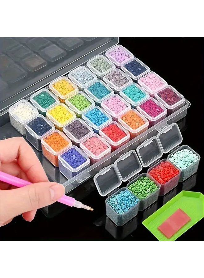 Purple 28 Compartment Adjustable Jewelry Organizer Box For Beads Crafts Storage - Image 1