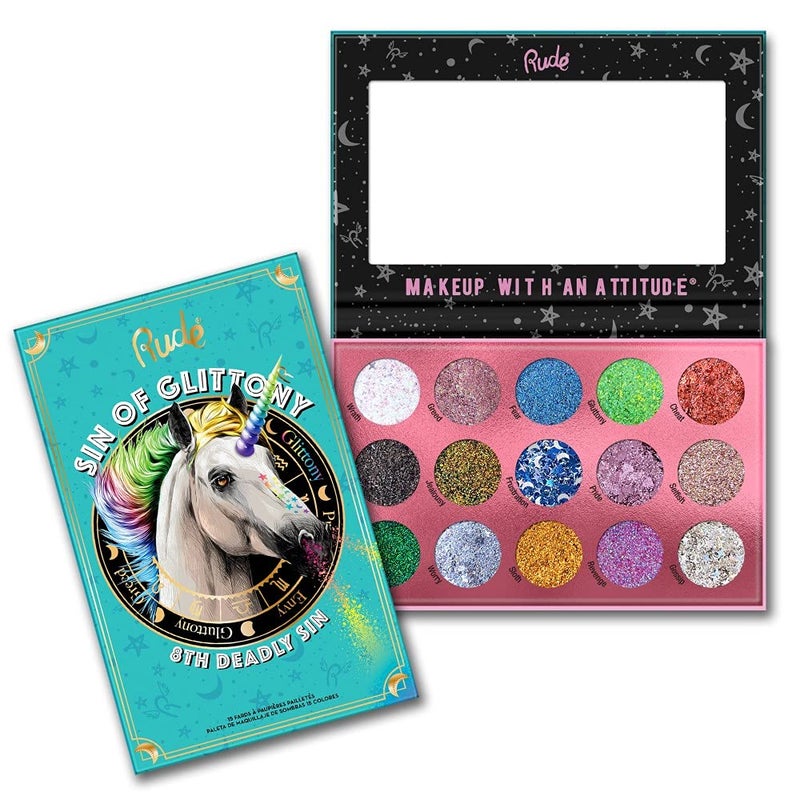 Rude Cosmetics Sin of Glittony Glitter Palette for Women - 0.634 oz Eye Shadow
