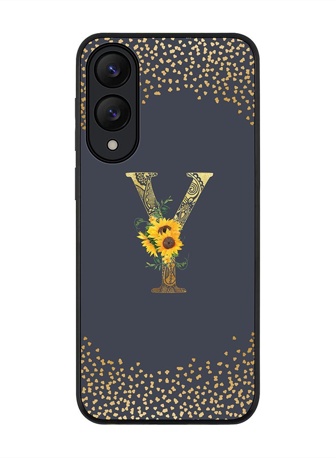 Stylizedd For Samsung Galaxy S25 Edge Case,Slim fit Camera Protection, Shockproof Thin Phone cover  - Custom Floral Monogram - Y  (Grey )