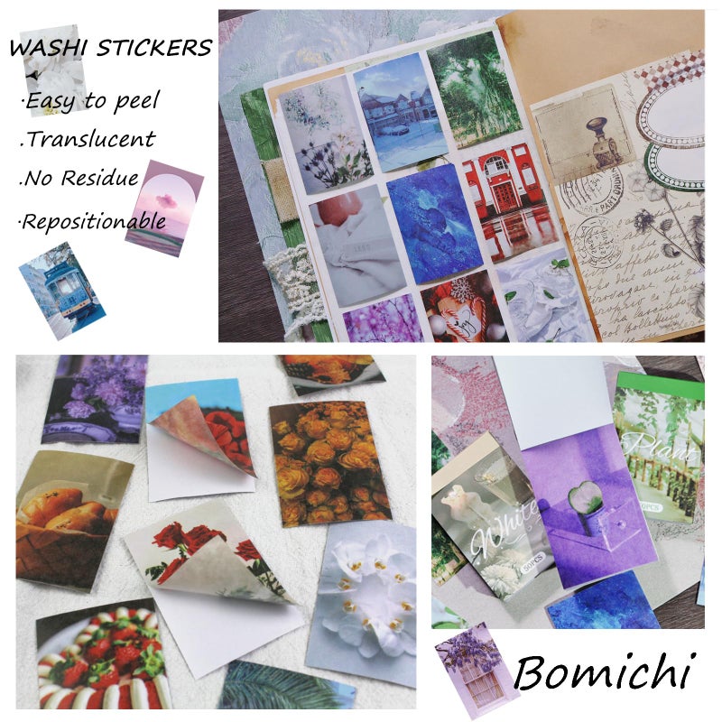 Bomichi Washi Stickers, 6 Sets 300 Pcs Aesthetic Sticker Book for DIY Journaling, Journaling Supplies for Bullet Journal Art Diary Card Craft Gifts Planner Notebook. - Image 3
