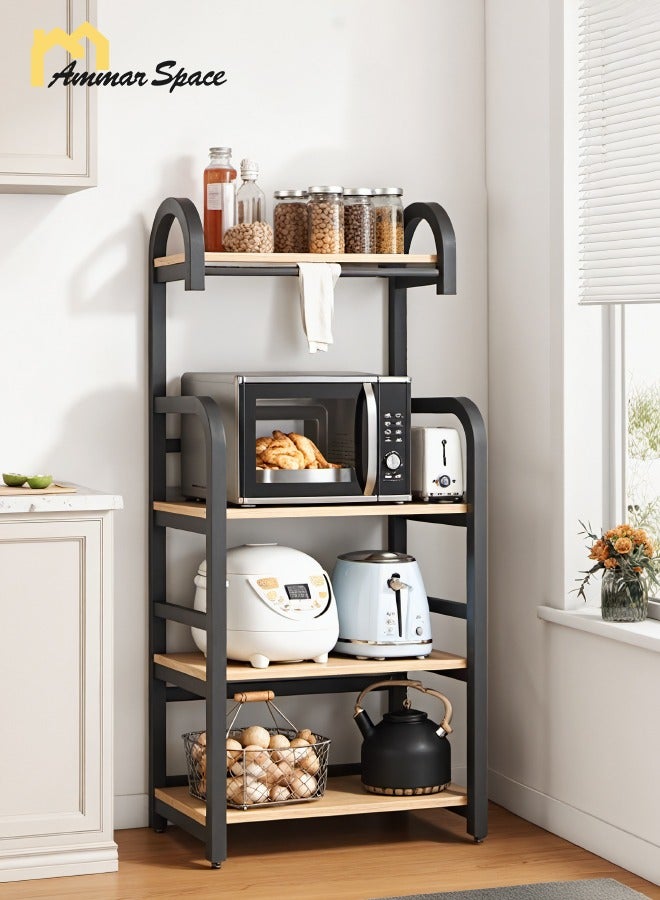 Ammar Space Kitchen Storage Rack 4 Tier Coffee Corner Shelf Kitchen Bakers Rack Home Cabinet Cupboard Organizer Microwave Stand for Living Room And Kitchen Easy Assembly Kitchen Storage Organization - Image 1