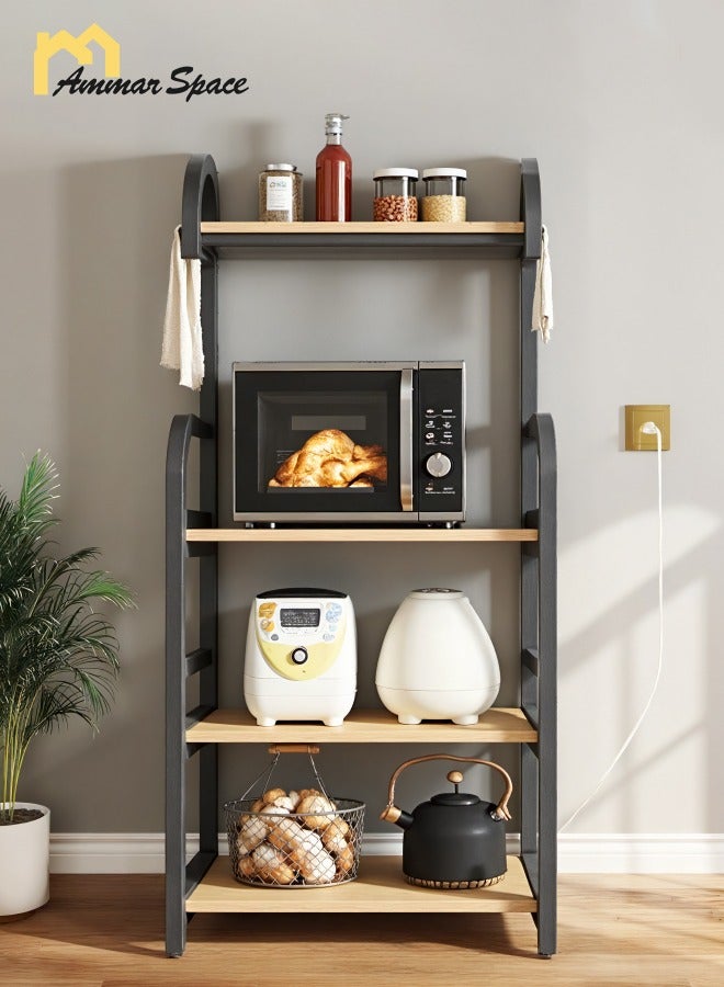Ammar Space Kitchen Storage Rack 4 Tier Coffee Corner Shelf Kitchen Bakers Rack Home Cabinet Cupboard Organizer Microwave Stand for Living Room And Kitchen Easy Assembly Kitchen Storage Organization - Image 2