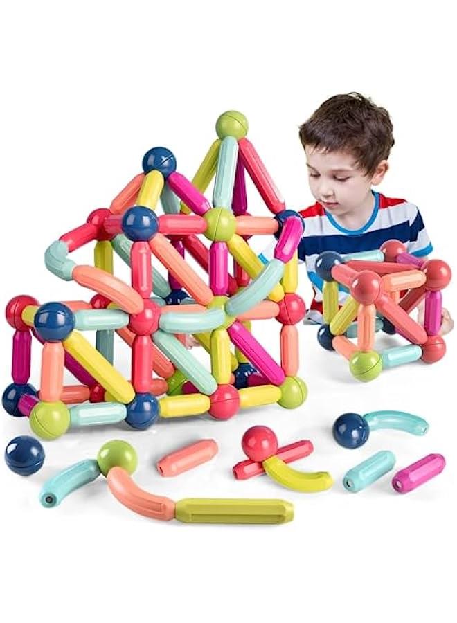 42 Pcs Magnetic Balls and Rods Set, Magnetic Building Set, Magnetic Balls and Sticks - Featuring Safe, Extra-Strong, Montessori Toys STEM Stacking Toys for Boys  Girls 3+ - Image 1