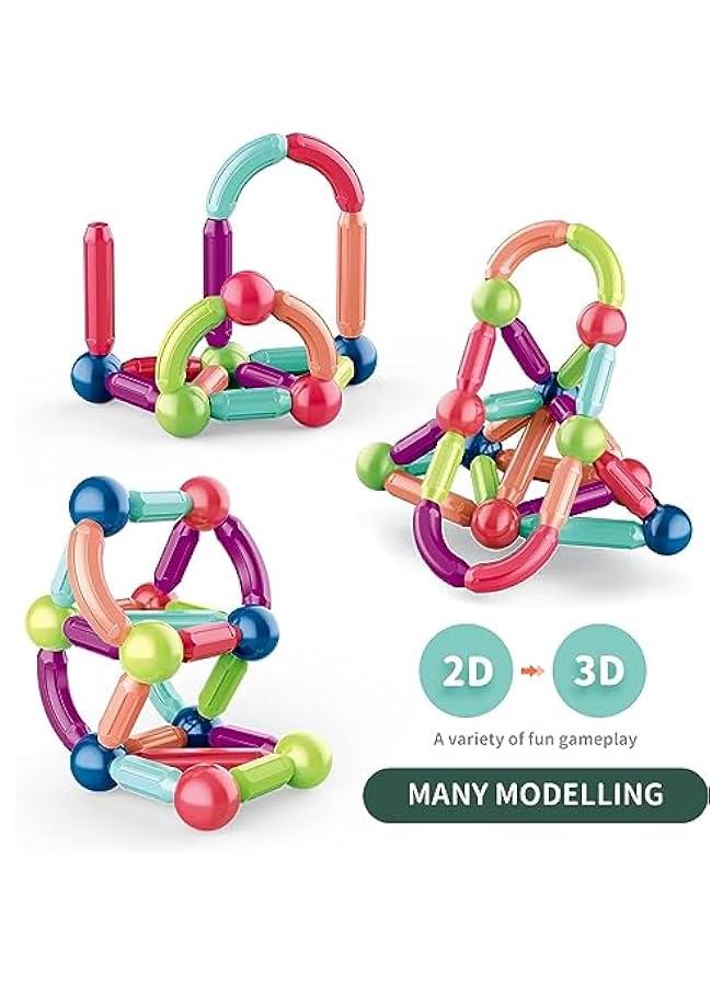 42 Pcs Magnetic Balls and Rods Set, Magnetic Building Set, Magnetic Balls and Sticks - Featuring Safe, Extra-Strong, Montessori Toys STEM Stacking Toys for Boys  Girls 3+ - Image 2