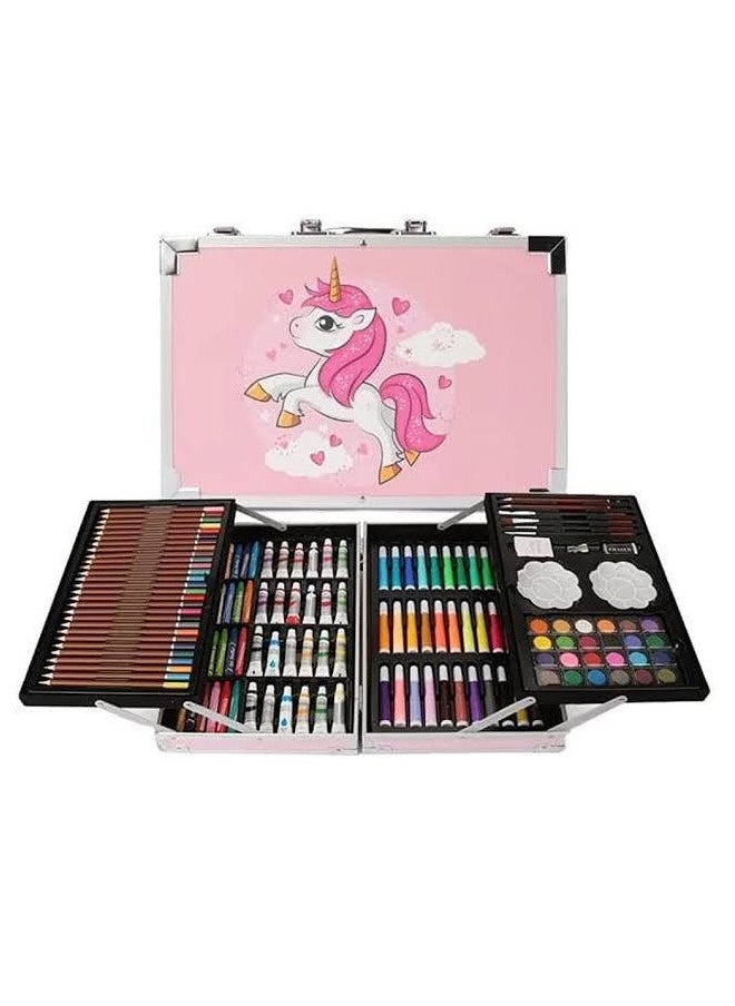 Art Set 145 Pcs Deluxe Art Supplies Kit in Portable Case Painting & Drawing Set for Kids, Teens and Adults with Colored Pencils, Markers, Pink Case