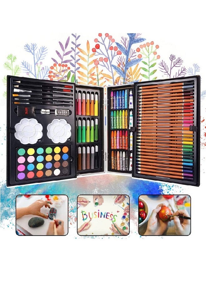 Art Set 145 Pcs Deluxe Art Supplies Kit in Portable Case Painting & Drawing Set for Kids, Teens and Adults with Colored Pencils, Markers, Pink Case