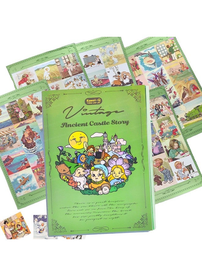 فنبلاست مجموعة ملصقات FunBlast Kawaii - 20 ورقة، أكثر من 200 ملصق ذاتي اللصق، ملصقات قلعة قديمة عتيقة، ملصقات زخرفية لطيفة لسجلات القصاصات، مجموعة ملصقات على الطراز الياباني (أخضر) - Image 1