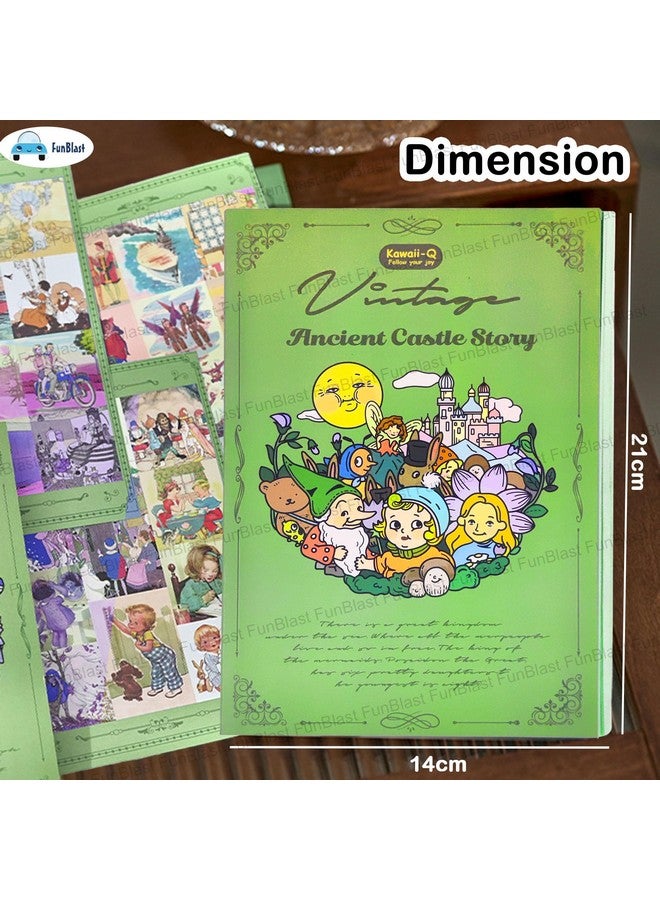 فنبلاست مجموعة ملصقات FunBlast Kawaii - 20 ورقة، أكثر من 200 ملصق ذاتي اللصق، ملصقات قلعة قديمة عتيقة، ملصقات زخرفية لطيفة لسجلات القصاصات، مجموعة ملصقات على الطراز الياباني (أخضر) - Image 3
