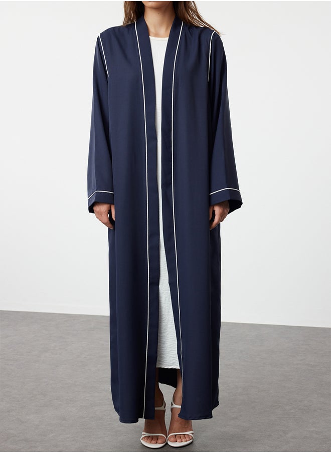 trendyol - Navy Blue Piping Detailed Woven Abaya TCTSS24KF00042 - Image 1