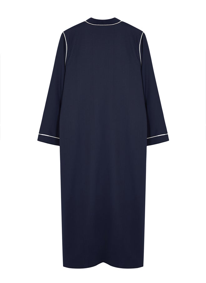 trendyol - Navy Blue Piping Detailed Woven Abaya TCTSS24KF00042 - Image 1