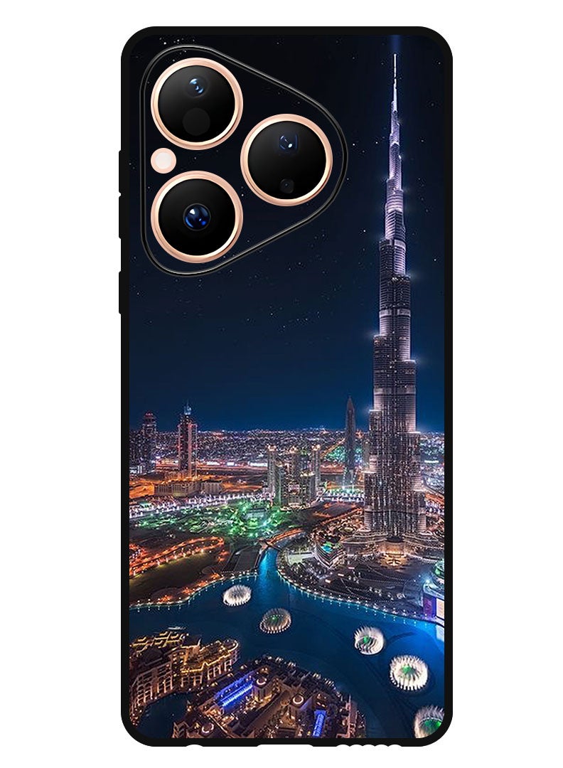 Theodor Case Compatible with Huawei Pura 80 6.6 Inch Protection Shockproof Bumper Cover Burj Khalifa Night View - Image 1
