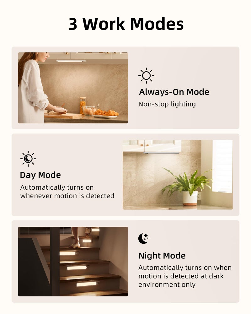 EZVALO Under Cabinet Lights, LED Closet Lights Wireless USB Charging, Motion Sensor Lighting Indoor 3500K Dimmable with Remote Control (Warm) 5 Pack - Image 5
