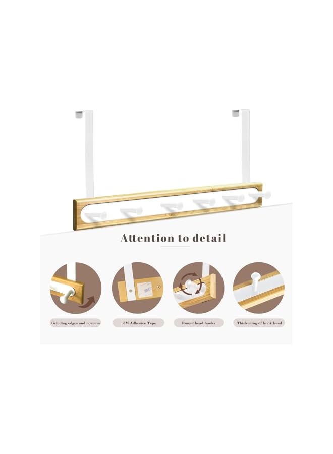 The Bros Over Door Hanger, Bamboo Over Door Hooks with 6 Hooks, Heavy Duty Door Hangers, with Rubber Prevent Scratches for Living Room, Bathroom, Bedroom, Kitchen Hanging Clothes, Towels, Hats, Bags (White) - Image 5