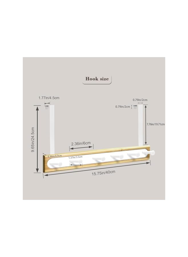 The Bros Over Door Hanger, Bamboo Over Door Hooks with 6 Hooks, Heavy Duty Door Hangers, with Rubber Prevent Scratches for Living Room, Bathroom, Bedroom, Kitchen Hanging Clothes, Towels, Hats, Bags (White) - Image 2