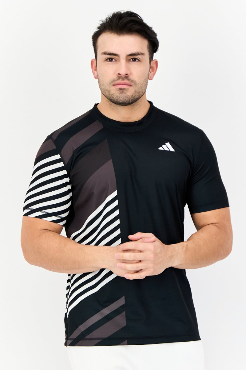 Adidas Men Slim Fit Short Sleeves Training Jersey Shirt, Black  - Image 1