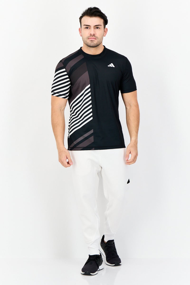 Adidas Men Slim Fit Short Sleeves Training Jersey Shirt, Black  - Image 2