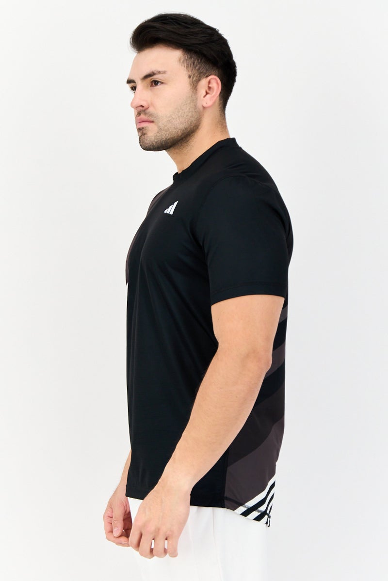 Adidas Men Slim Fit Short Sleeves Training Jersey Shirt, Black  - Image 4