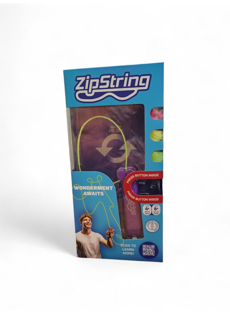 ZipString Interactive Skill Toy for Kids & Adults, Anti-Gravity String Trick Game, STEM Learning Toy, 3 Strings Included, Purple - Image 1
