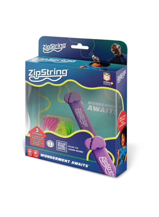 ZipString Interactive Skill Toy for Kids & Adults, Anti-Gravity String Trick Game, STEM Learning Toy, 3 Strings Included, Purple - Image 2