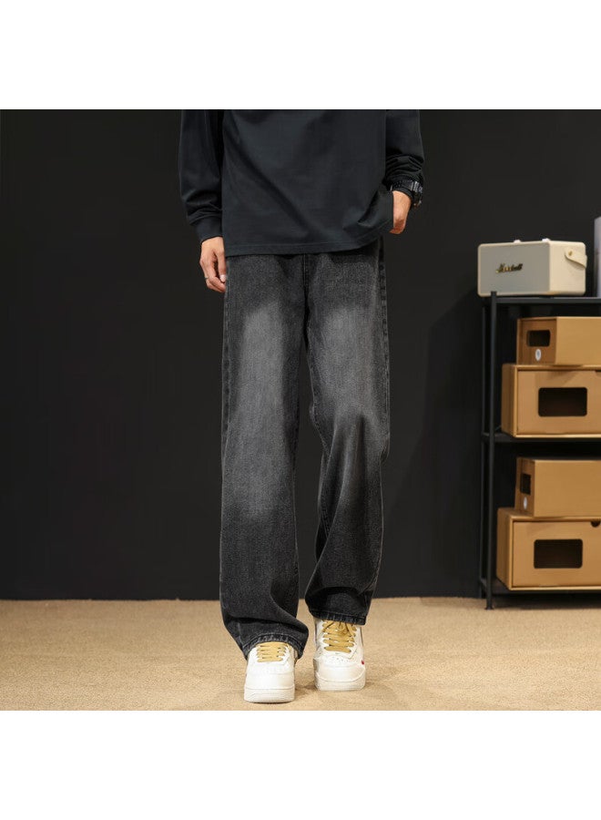 Maybeyond Men's Summer High Street Loose Straight Wide Leg Casual Pants Ma78 Black Gray 2XL - Image 2
