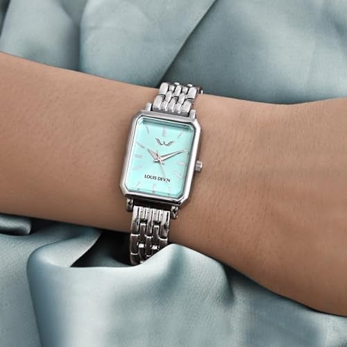 LOUIS DEVIN Silver Bracelet Metal Chain Analog Wrist Watch for Women (Blue Dial) | LD-LS193-SBLU-CH - Image 2