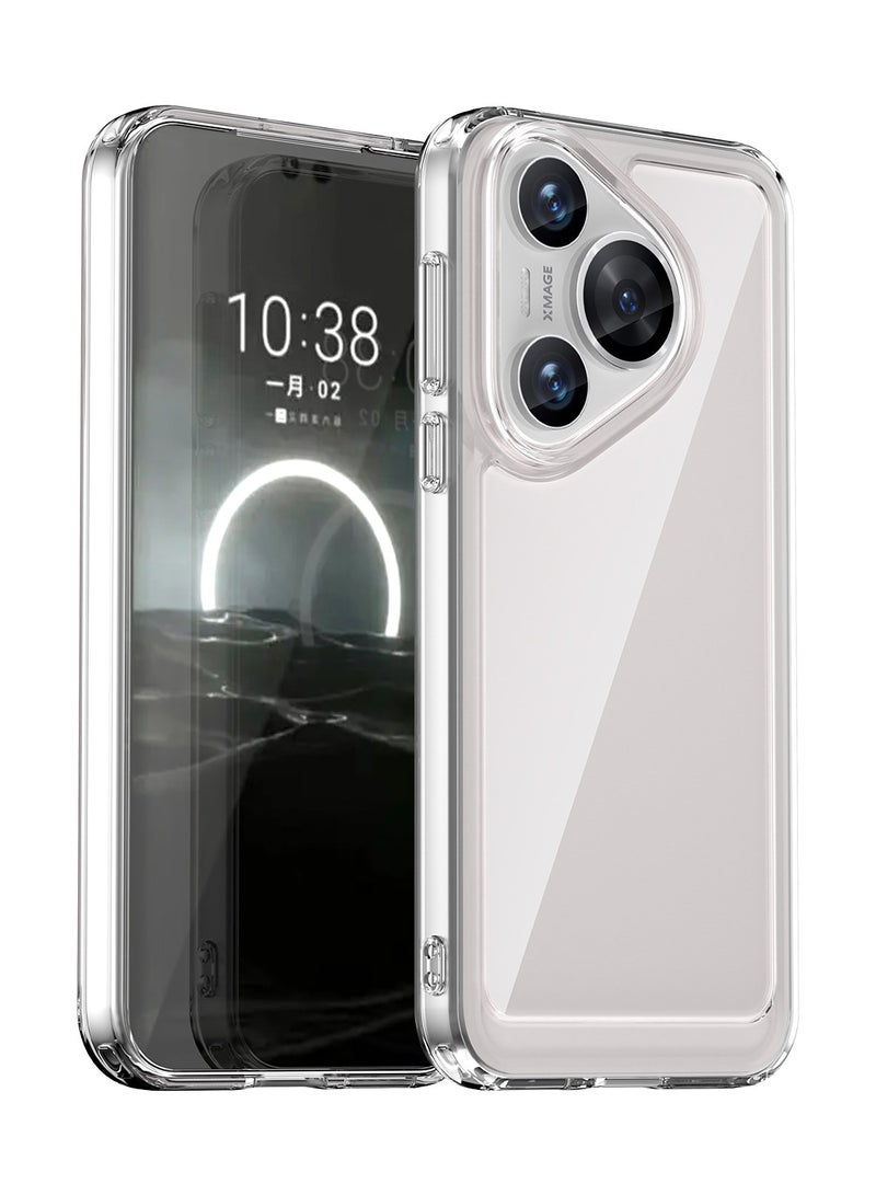 SanHu for HUAWEI Pura 70 Case Cover, High Quality Hard Backplane Soft Border Pure and Bright Comfortable Feel Cell Phone Protective Case for HUAWEI Pura 70, Clear - Image 1