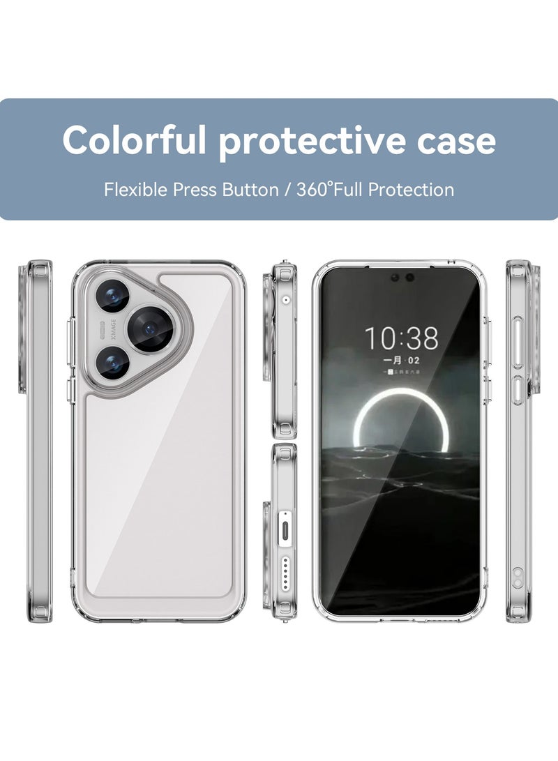 SanHu for HUAWEI Pura 70 Case Cover, High Quality Hard Backplane Soft Border Pure and Bright Comfortable Feel Cell Phone Protective Case for HUAWEI Pura 70, Clear - Image 2